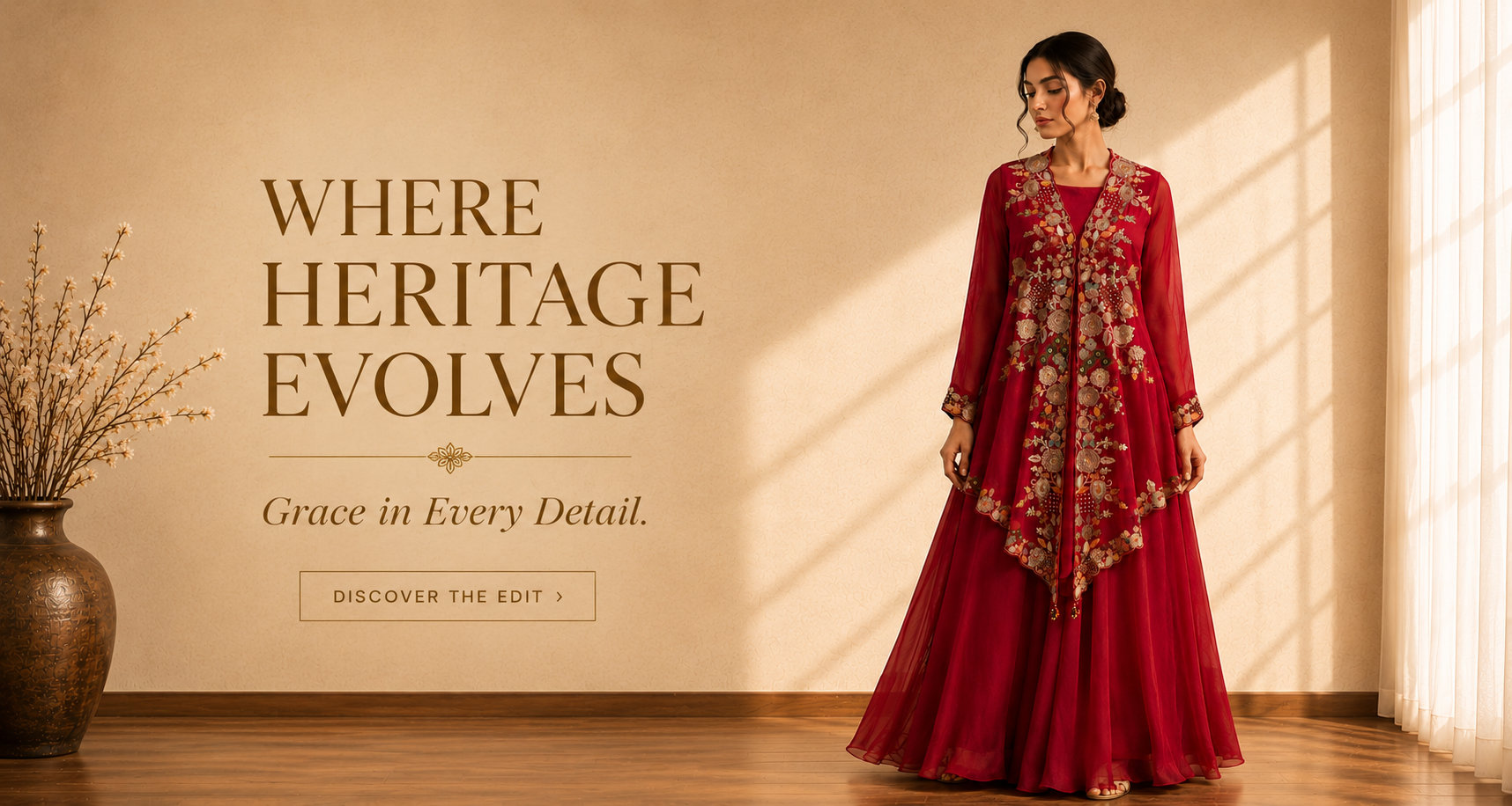 Gaurav Dipika Where Heritage Evolves campaign featuring a red embroidered outfit